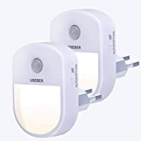 Detector de movimiento toma de luz nocturna- useber 2 piezas- 3 modos (automático-encendido-apagado)- luz nocturna LED…